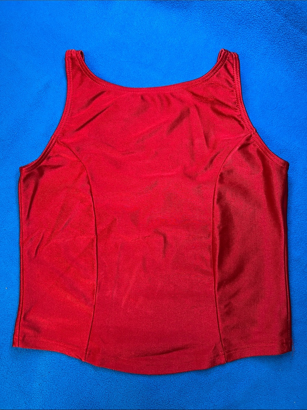 Vtg Shiny Disco Spandex Fitted High Neck Tank Top M EXC
